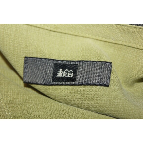 REI Button Up Short Sleeve Gree Rayon Shirt Relaxed Fit Soft Sz XL - Picture 8 of 10